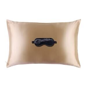Slip Beauty Sleep Gift Set Caramel Pillowcase and Black Sleep Mask Open Box